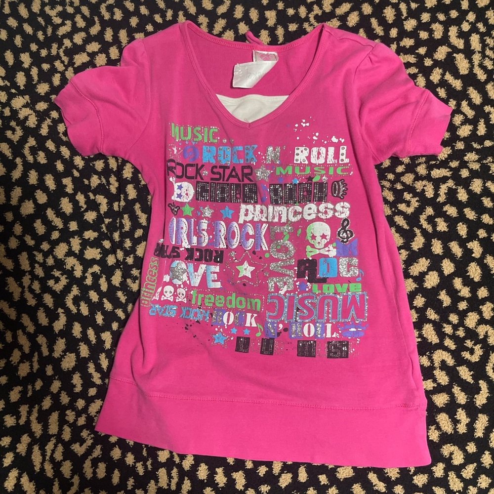 SOLD!! Pink Y2K Sparkly Graphic Tee